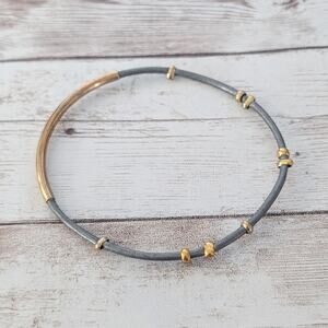 Thin Bracelet - Brassy Tone & Dark Grey